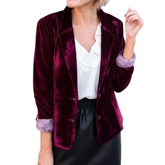 Pimfylm Womens Blazer Jacket Lightweight Plus Size Casual Petite Blazers Trendy Long Sleeve Business Outfits 2025 Work Suit , M