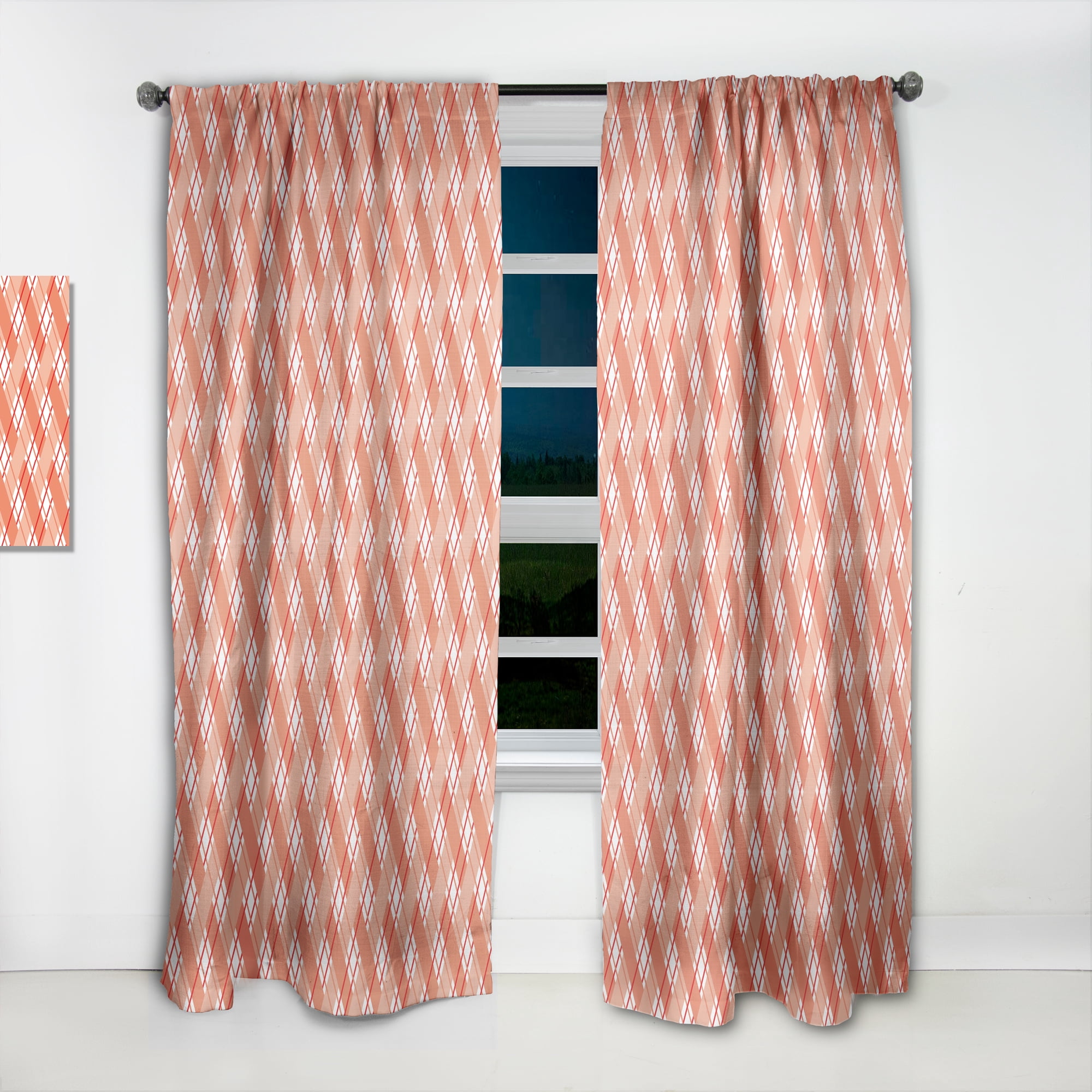 Designart 'Checkered Retro Pattern I' Mid-Century Modern Curtain Panel