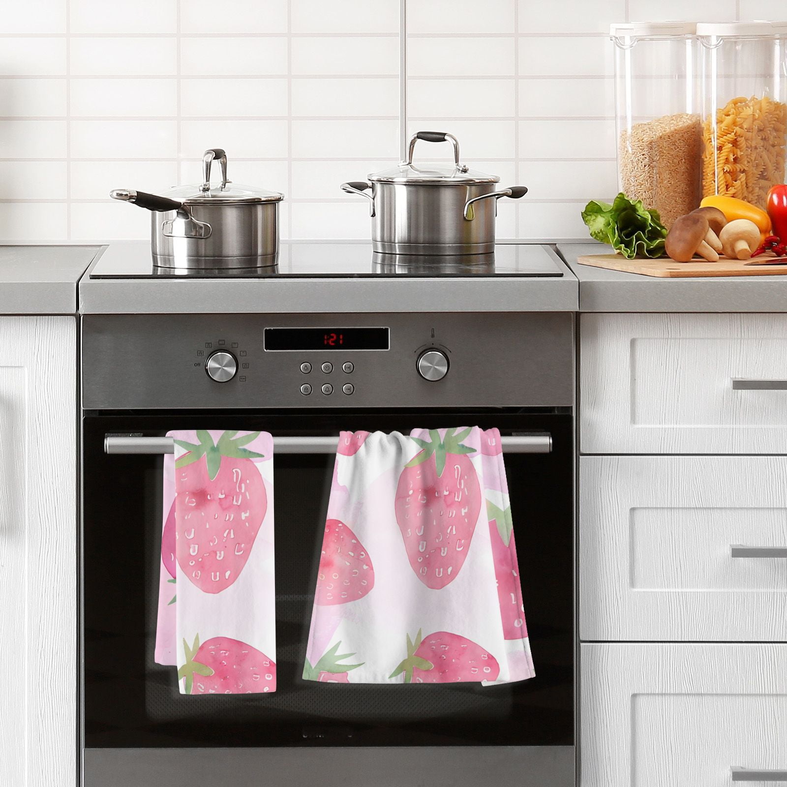 Strawberry Pink Hand Towels Cotton Bath Towels Large Face Towels Absorbent for Bathroom 2 Packs