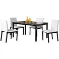 thumbnail image 2 of Roundhill Furniture Citico 5Pc Dining Set with Laminated Faux Marble Top, Black Table with White Chairs, 2 of 8