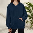 thumbnail image 5 of Inglocry Womens Zip Up Hoodies Oversized Fleece Plain Y2K Hoodie Jackets Athletic Zipper Hooded Sweatshirt with Pockets Navy S, 5 of 5