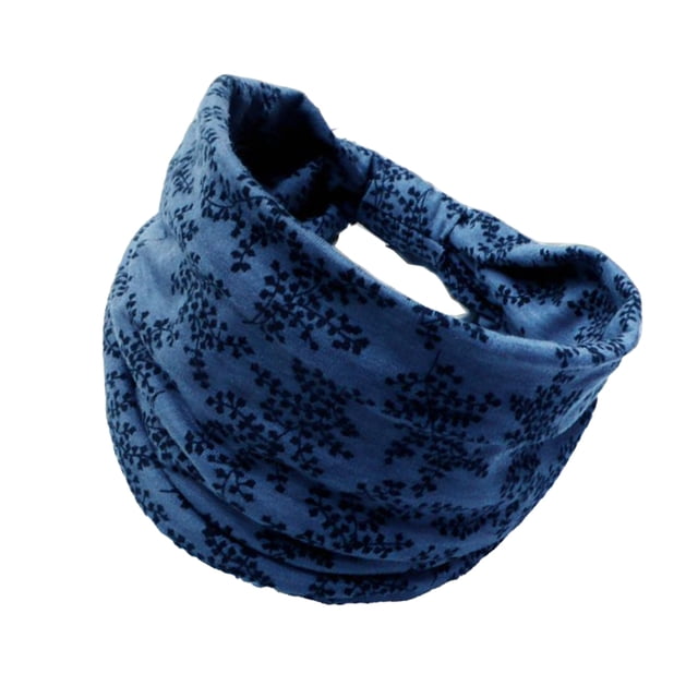 Sonducket Diademas Bohemian Sport Banda para el sudor Pañuelo de ala ancha Accesorios Yoga Accesorio para el cabello flor azul