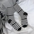 thumbnail image 5 of Rateoe Black And White Stripes for Women Casual Calf Socks - Cute Crew Socks - Thin Soft Above Ankle Socks Size 5-11, 5 of 6