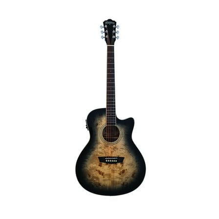 Washburn Deep Forest Burl Grand Auditorium Acoustic Electric Guitar - Black Fade