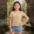 thumbnail image 2 of YOUYEDIAN Girls Full Sequin Tops Sparkle Glitter Blouses Short Sleeve Shirts Dressy Party Concert Outfits (Gold, 13-14 Years), 2 of 5