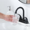 thumbnail image 2 of WOWOW 4 in. Centerset Double Handle High Arc Bathroom Faucet with Drain Kit Included in Matte Black, 2 of 8