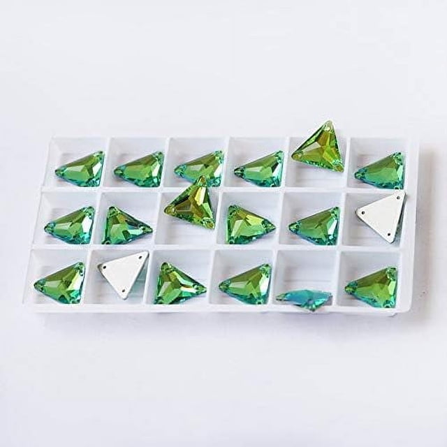 ZOUSSIQI Rhinestone Triangle Flat Back Crystal Glass NO Hotfix Sew On Rhinestones Crystal for Decoration Dress Clothing Jewelry Accessories - (Color: Peridot/Size: 16mm-36pcs) CA919-42134