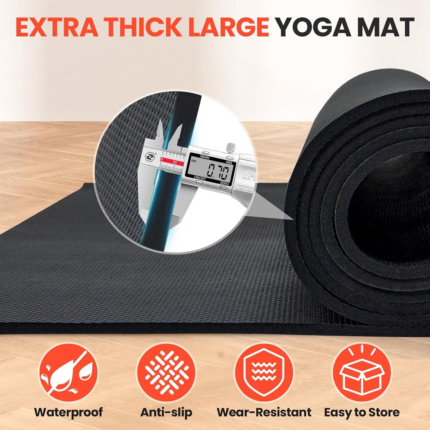 THAILE  Extra Large Exercise Mat, 7'x5' Extra Thick Workout Mats for Home Gym Flooring, Non-Slip, Ultra Durable, High-Density Gym Mat for Cardio,Yoga, Jump Rope, MMA, Weights