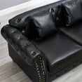 thumbnail image 5 of 86" PU Leather Chesterfield Sofa with Storage Seats, Modern Tufted 3 Seater Couch with Rolled Arms and Nailhead for Living Room, Bedroom, Black, 5 of 9