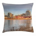 thumbnail image 1 of Cincinnati Throw Pillow Cushion Cover, A Vertical of City Horizon Bushes Daytime Calm Waters Exterior City Scenery, Decorative Square Accent Pillow Case, 20" X 20", Multicolor, by Ambesonne, 1 of 2