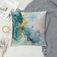thumbnail image 2 of Acheng Gold and Blue Abstract Art Plush Pillowcase 1 Piece White, 2 of 5