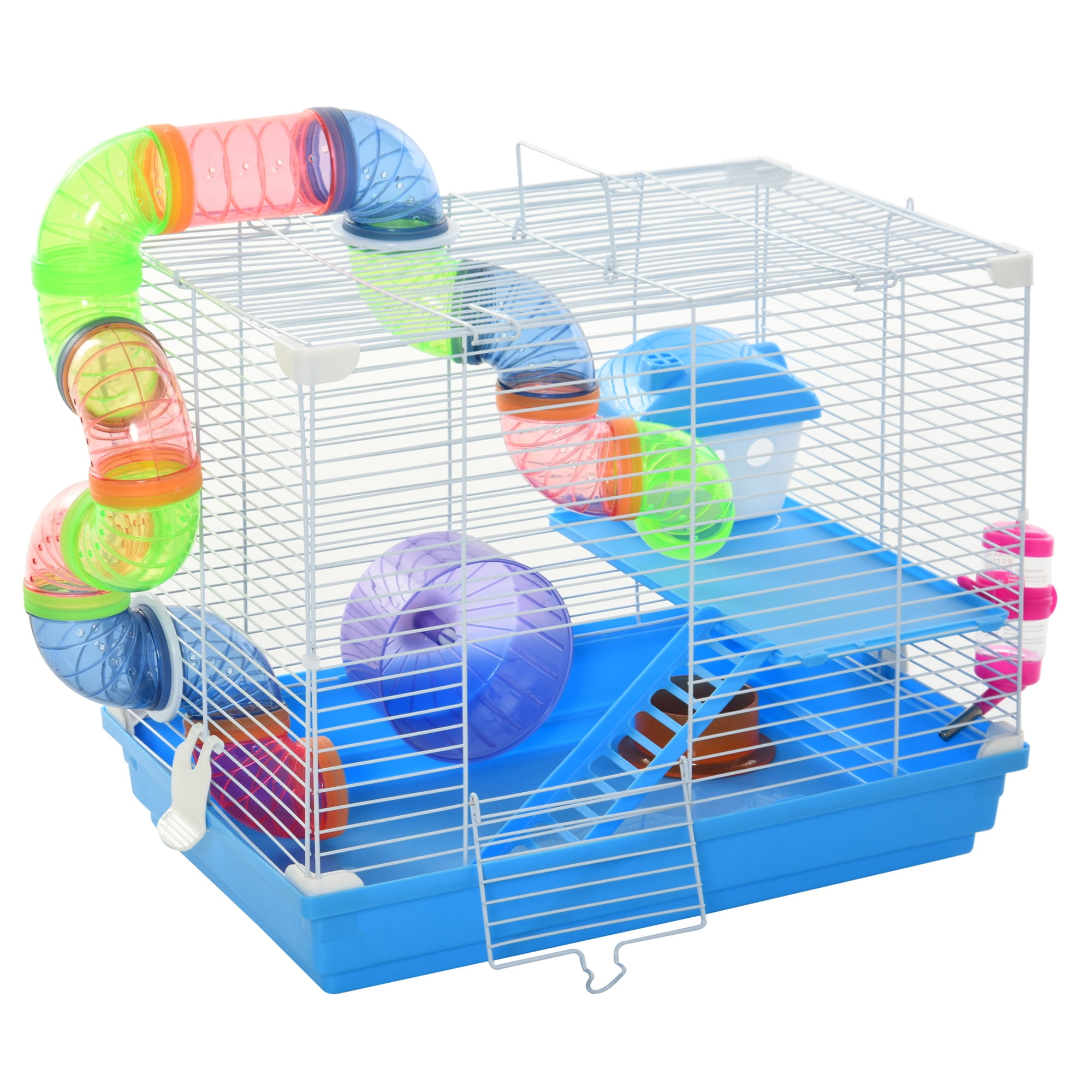 2-Tier Hamster Cages and Habitats Small Mouse Villa House Include Living Area and Playing Area with Accessories for Dwarf Hamster Mice Home 