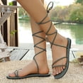 thumbnail image 5 of EliteGoogv Womens Lace Up Gladiator Sandals Grecian Style Flat Sandals Strappy Open Toe Sandals Breathable Casual Walking Shoes For Women Summer Beach Footwear Green US :11, 5 of 8
