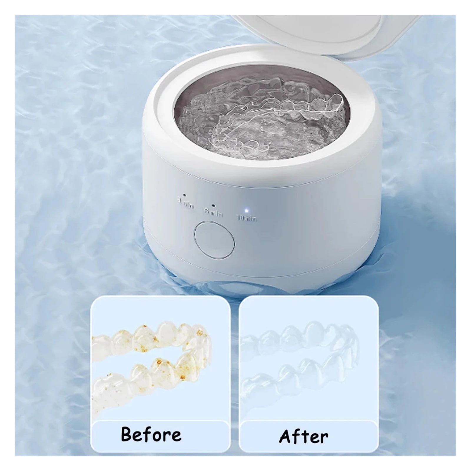15W Ultrasonic Cleaner for Dentures Professional Ultrasonic Cleaning Machine for All Jewelry Watch Household Washer 160ml