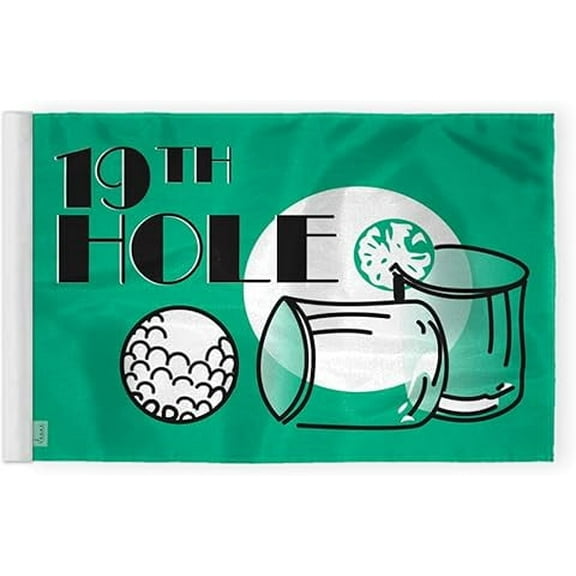 Prompatriot 19th Hole Golf Flag with Golf Tube Insert - Printed Nylon & Stitched Edges