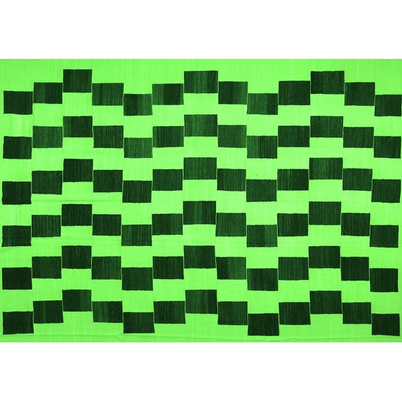 Ahgly Company Indoor Rectangle Abstract Green Contemporary Area Rugs, 3' x 5'