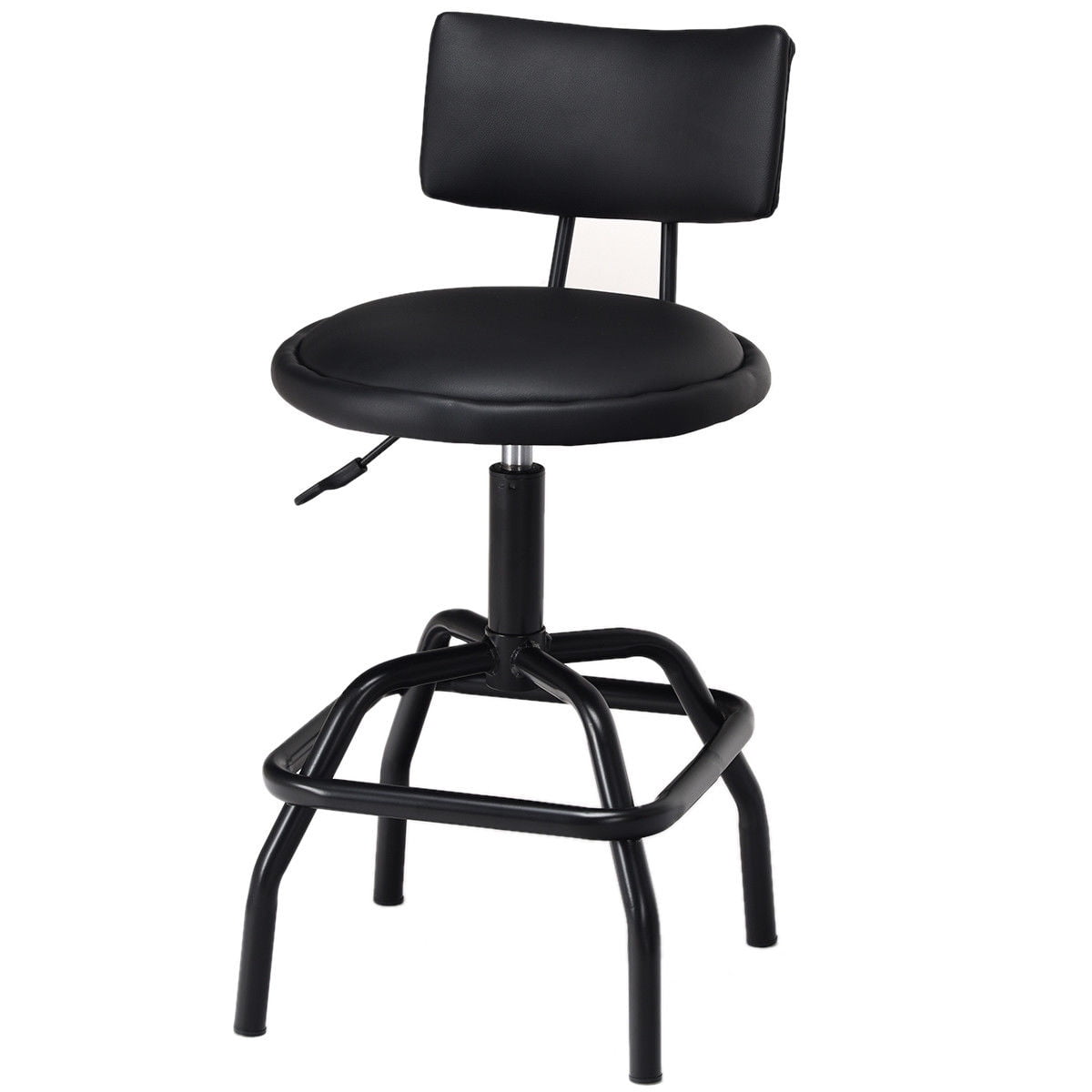 Costway Adjustable Swivel Bar Stool PU Leather Steel Frame Chair W