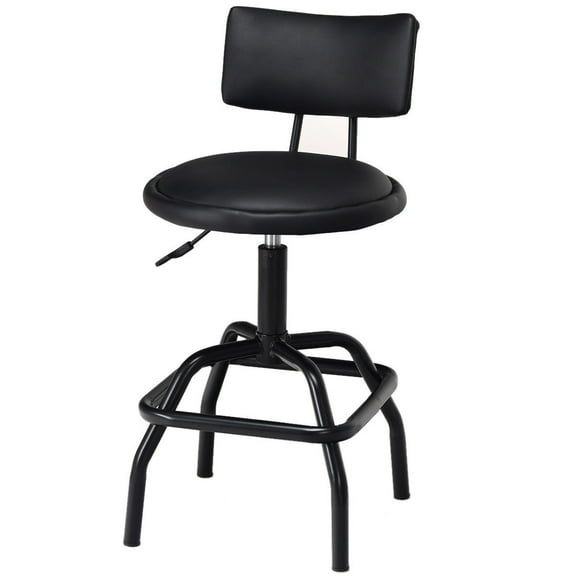 Costway Adjustable Swivel Bar Stool PU Leather Steel Frame Chair W/Backrest&Footrest Low Back