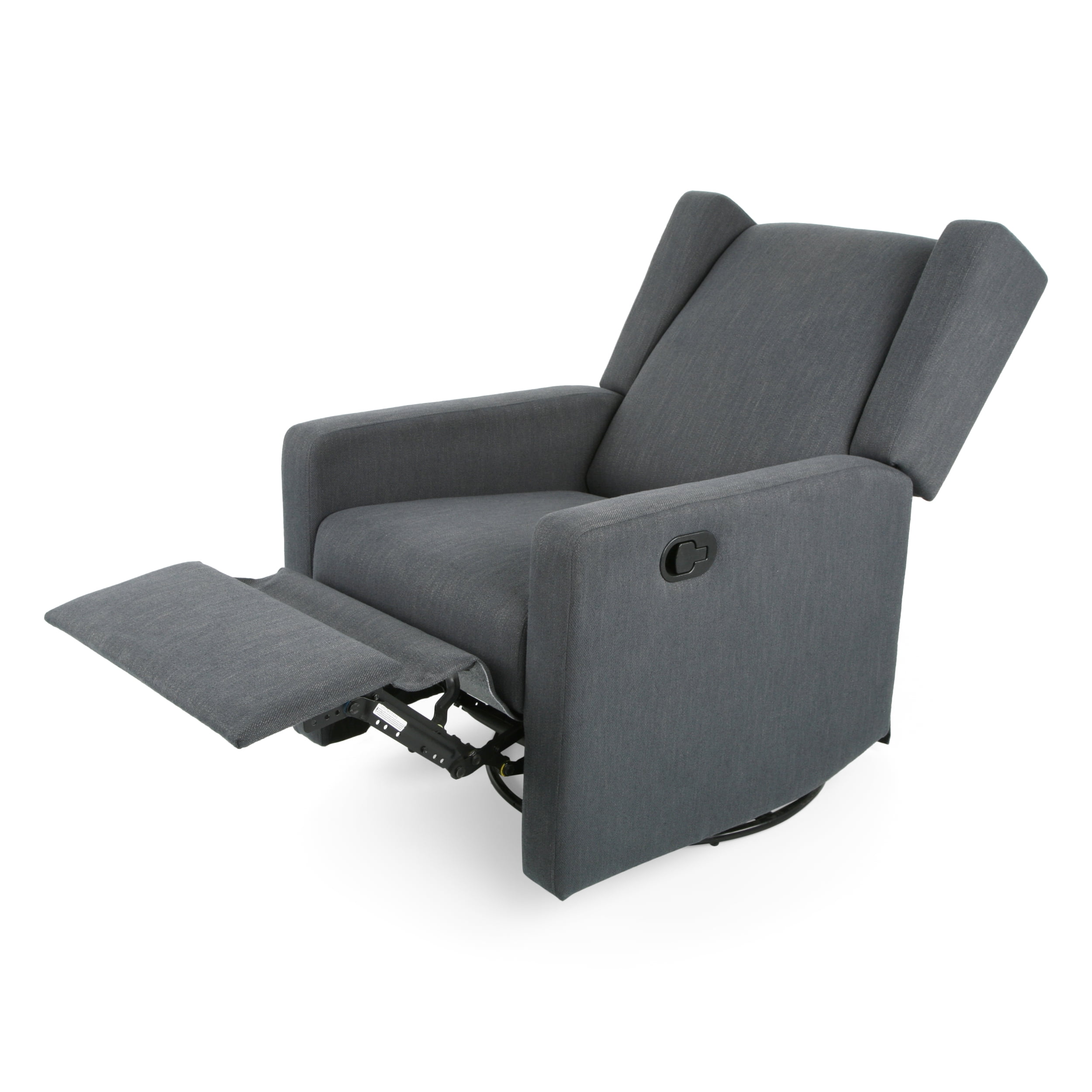 Noble House Rushika Contemporary Standard Fabric Upholstered Swivel Recliner, Gray