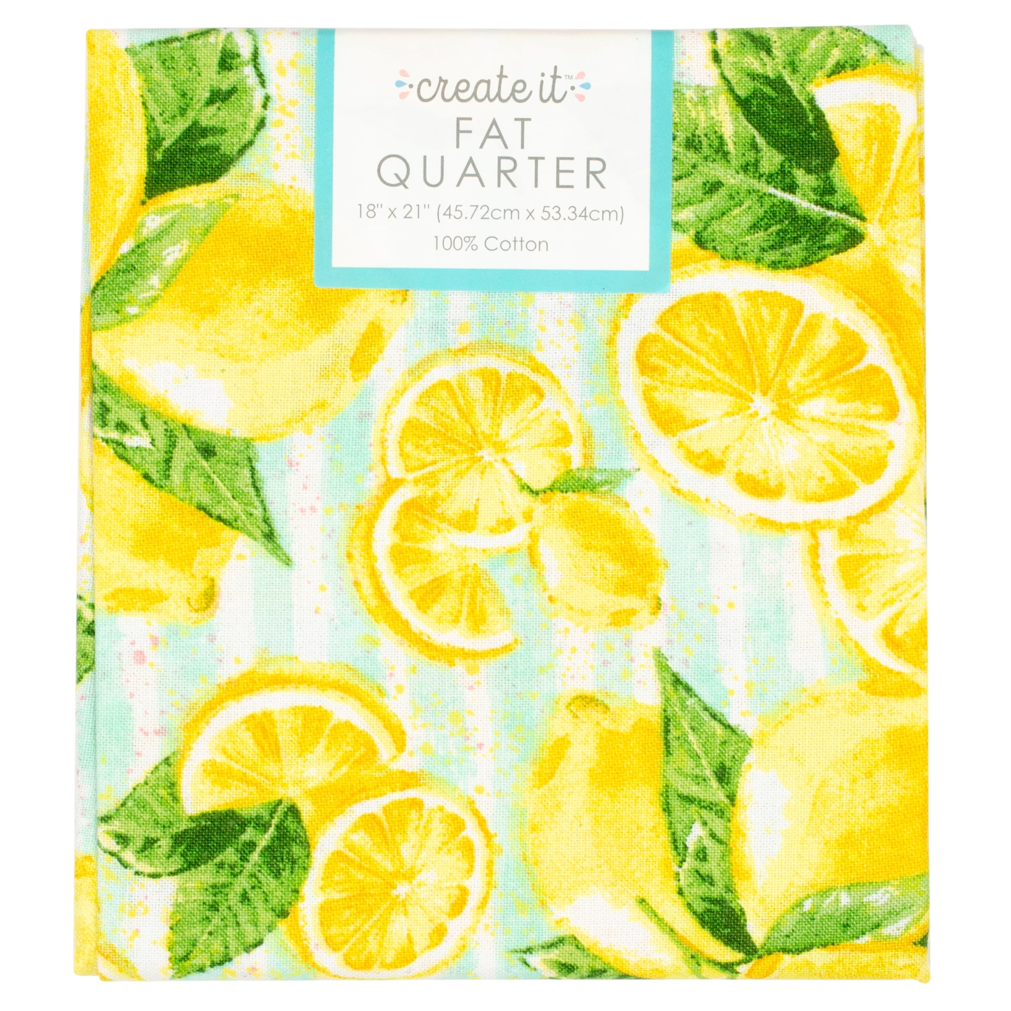 Create It 18"x21" Cotton Lemons Precut Sewing & Craft Fabric, Green 10 Pieces
