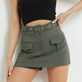 thumbnail image 2 of Sngxgn Womens Mini Skirts High Waisted Lace up Pleated Skort Skirts(Khaki,XXL), 2 of 5