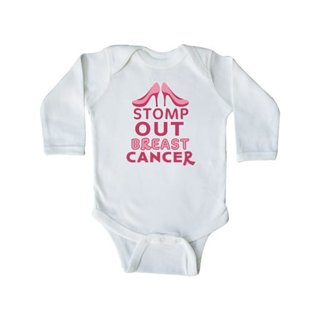 

Inktastic Stomp Out Breast Cancer with Pink Heels Gift Baby Boy or Baby Girl Long Sleeve Bodysuit