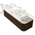 thumbnail image 2 of 60" Floating Bathroom Vanity with Sink, Wall-Mount Cabinet with 2 Large Storage Drawer, 2 White Rectangular Ceramic Basins and Marble Top, Soft-Close Design, Dark Walnut, 2 of 7