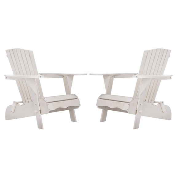 SAFAVIEH Breetel Outdoor Chairs w/ Wine Glass Holder, White, Set of 2