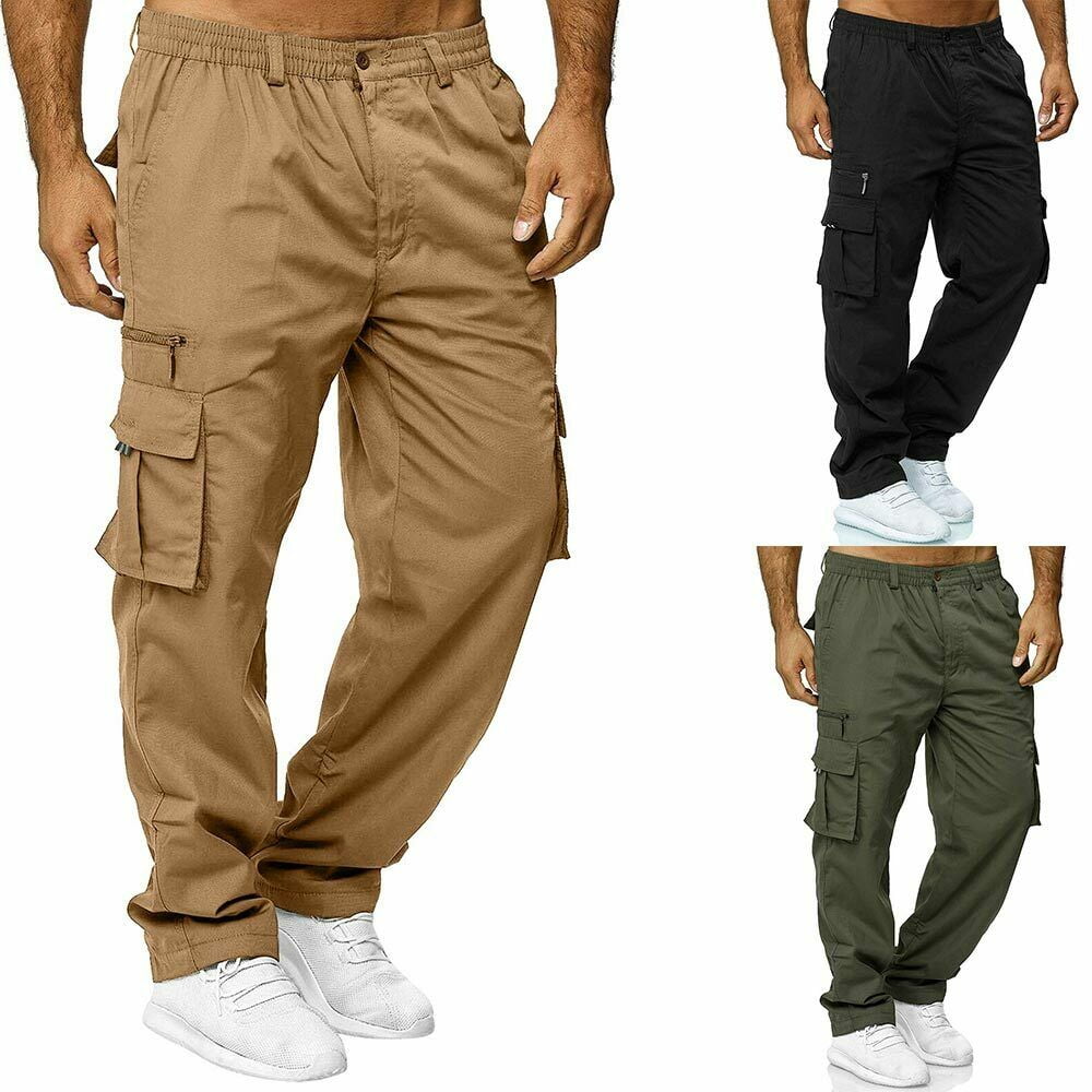 New Mens 3 In 1 Trousers Zip Off Combat Cargo Pockets Summer Elasticated Waist Bottoms Shorts Polyester Pants M-3XL 