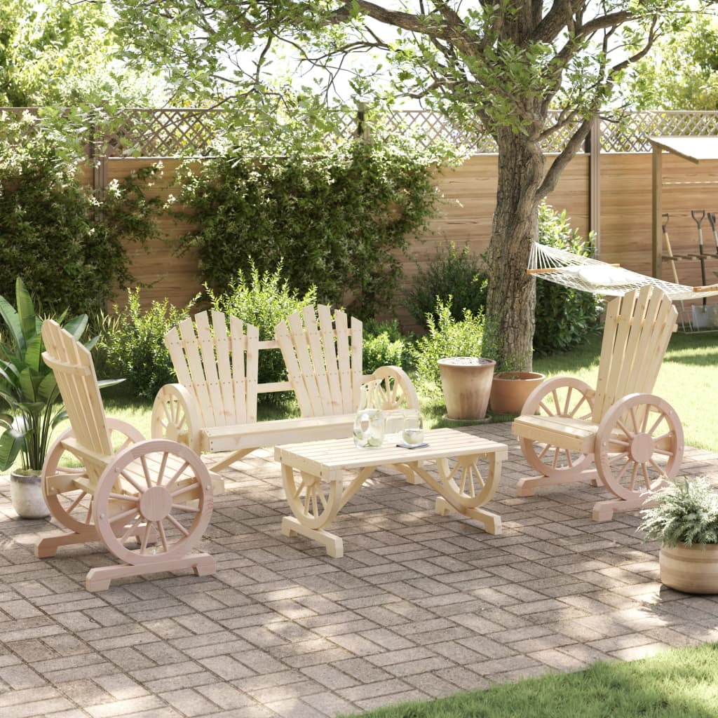 vidaXL Patio Lounge Set Outdoor Garden Seat Furniture 4 Piece Solid Wood Fir
