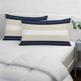 thumbnail image 4 of Navy Beige Striped Standard Size Pillow Cover, Pillowcase Protectors with Zipper, Breathable Decorative Throw Pillow Case Cover, Gradient Geometric Blue White Pillow Shams for Couch Sofa 20x26Inch, 4 of 8
