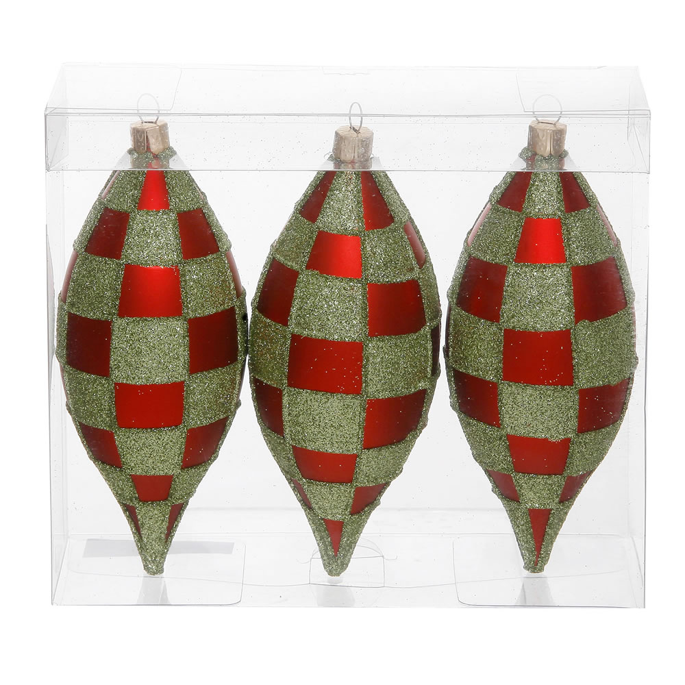 Vickerman Palla Ornamentale Chevron – Bianco Opaco/Glitter, 10,2 Cm, Confezione Da 4 Per Albero Di Natale