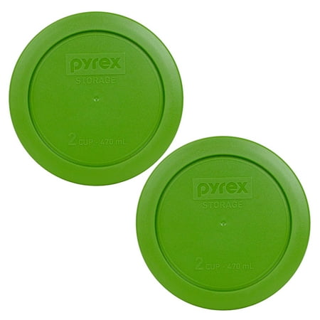 7200-PC Round 2 Cup Storage Lid for Glass Bowls (2, Lawn Green), Genuine Pyrex Replacement Lid By