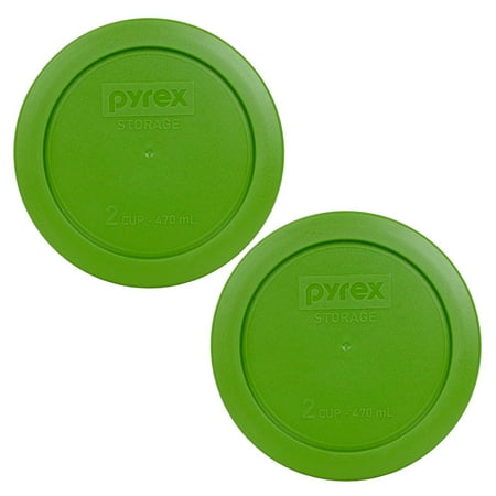 Green Art Glass Bowl 7200-PC Round 2 Cup Storage Lid for Glass Bowls (2, Lawn Green), Genuine Pyrex Replacement Lid By Pyrex ()