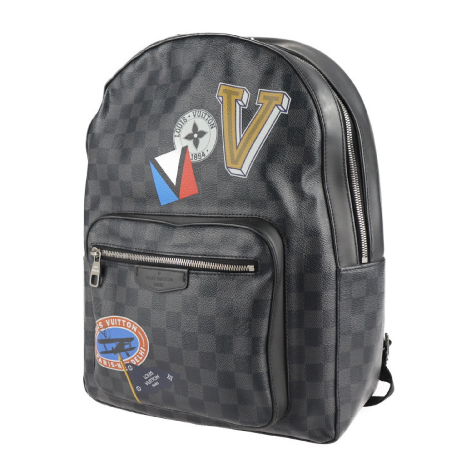 Authenticated Used LOUIS VUITTON Louis Vuitton Josh Backpack Daypack N64424  Damier Graphite Canvas Leather Gray Black 