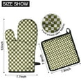 thumbnail image 6 of Olive Green and White Checkerboard Pattern Kitchen Oven Mitt and Pot Holder Sets 2 Pcs for Baking, Cooking and Grilling, Heat Resistant Up To 392 °F, 6 of 7