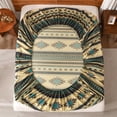 thumbnail image 5 of Chezmoi Collection 4-Piece Southwestern Geometric Multicolor Teal Beige Black Gray Sheet Set, Queen, 5 of 9