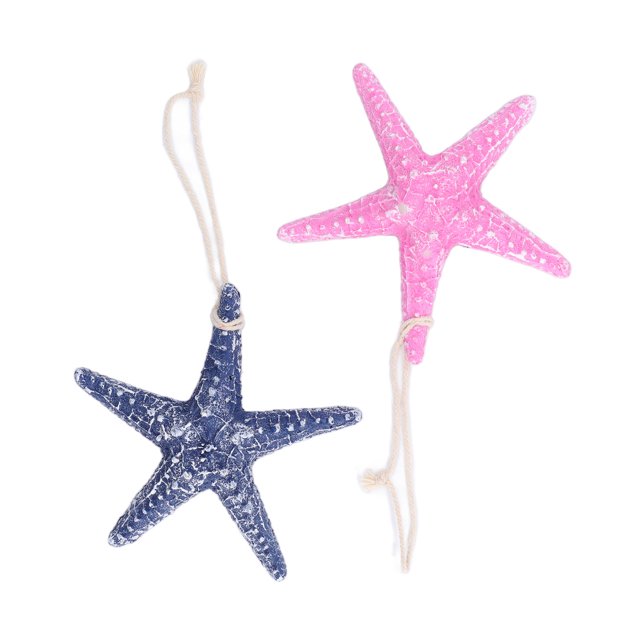 2 piezas de estrellas de mar de dedo 13x13cm Azul oscuro Rosa Pequeñas estrellas de mar de resina con tema de playa Decoración de pared para fiesta Navidad Halloween