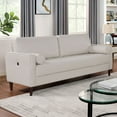 thumbnail image 3 of Mid-Century Modern Off-White 2pc Sofa Set Leatherette Upholstered Sofa And Loveseat w USB Living Room, 3 of 10