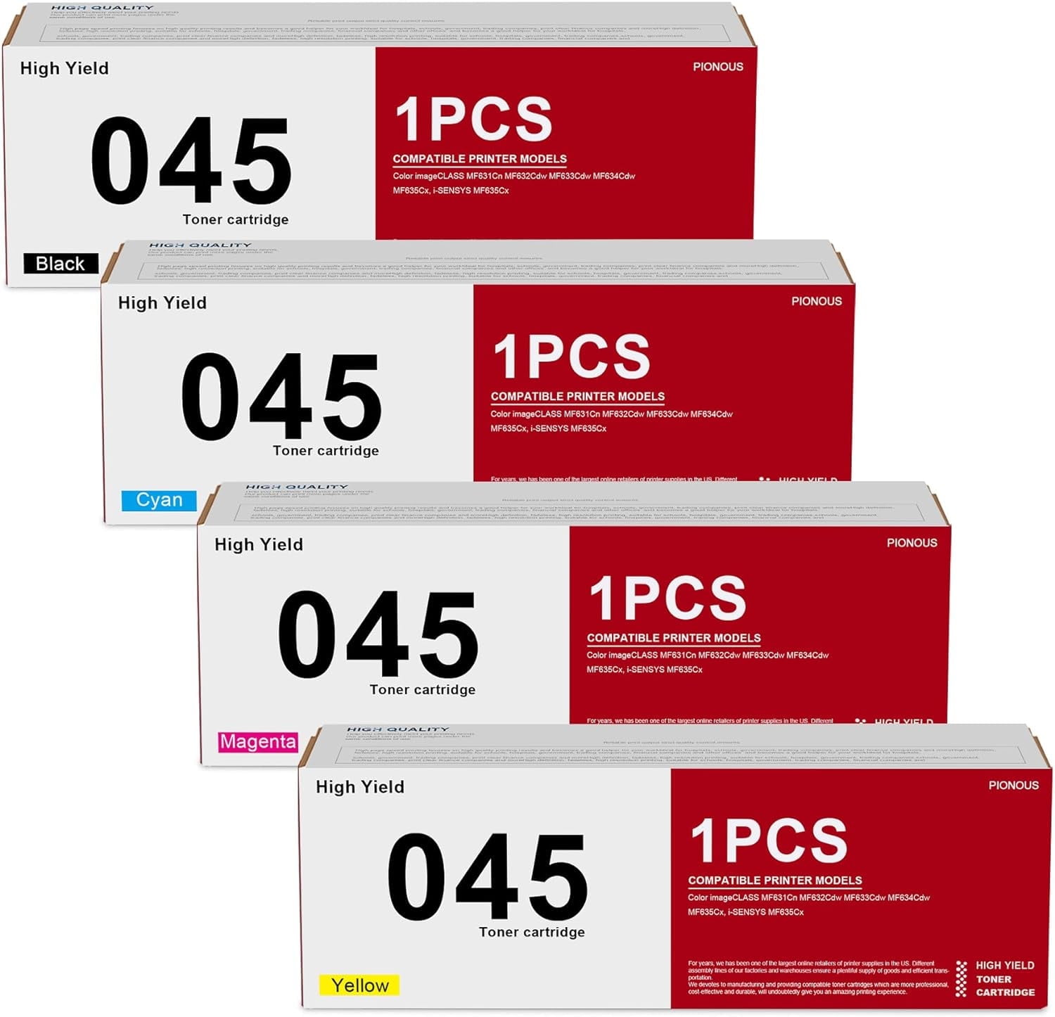 AQINK 4-Color Toner Set For Canon CRG-045 045 Toner Cartridge For Use In Canon I-sensys MF635cx - Foto 2