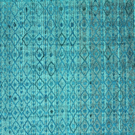 Ahgly Company Indoor Square Abstract Turquoise Blue Modern Area Rugs, 8' Square