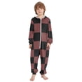 thumbnail image 2 of Black Brown Checked Pattern One Piece Pajamas Soft Jumpsuit Cozy Sleep and Play Romper Zipper and Pockets 7-8T, 2 of 8