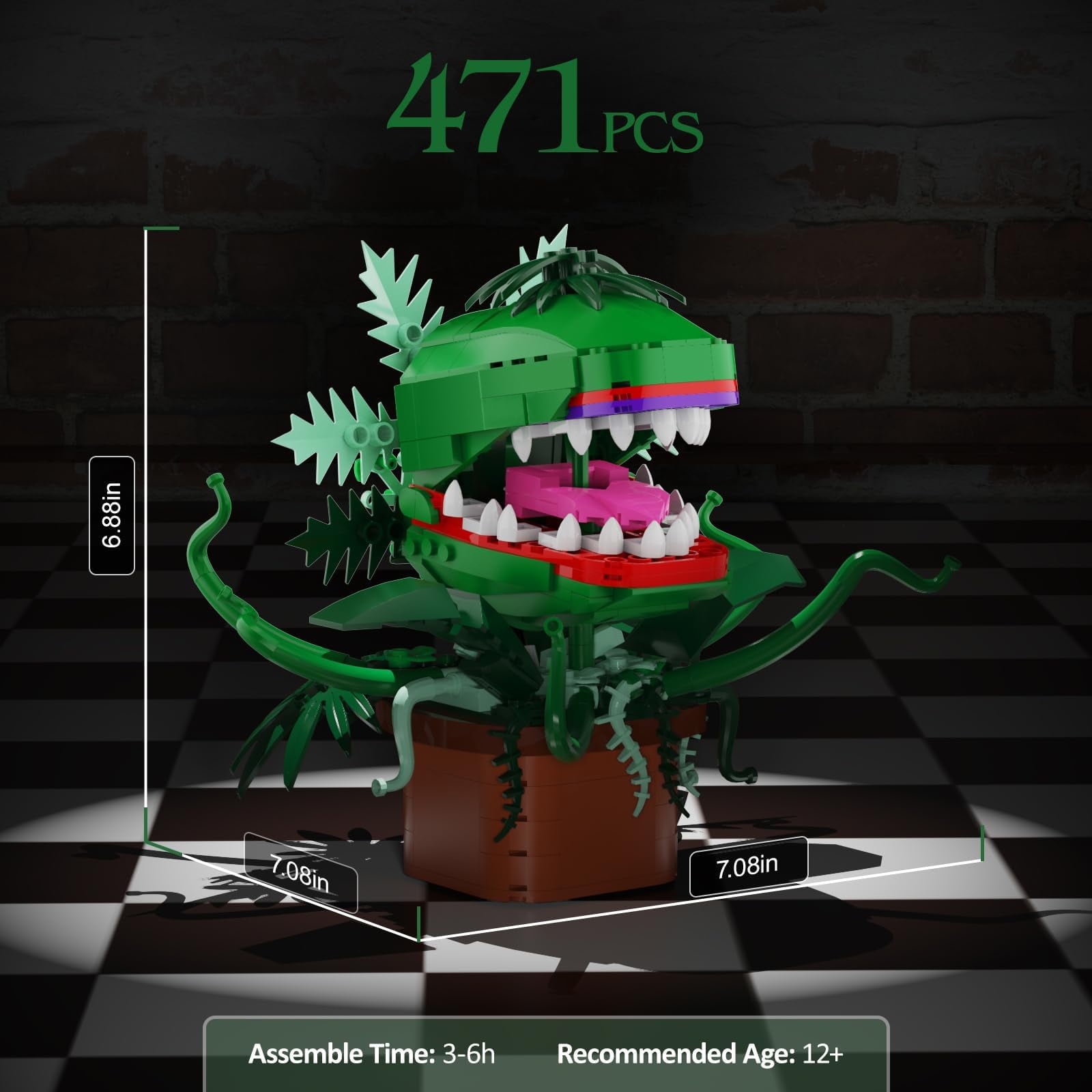 Audrey II Building Block Kit Cannibal Flower Building Blocks Toys, Cannibal with Openable Mouth Gift for Tv Fans Birthday Christmas Halloween(457pcs)