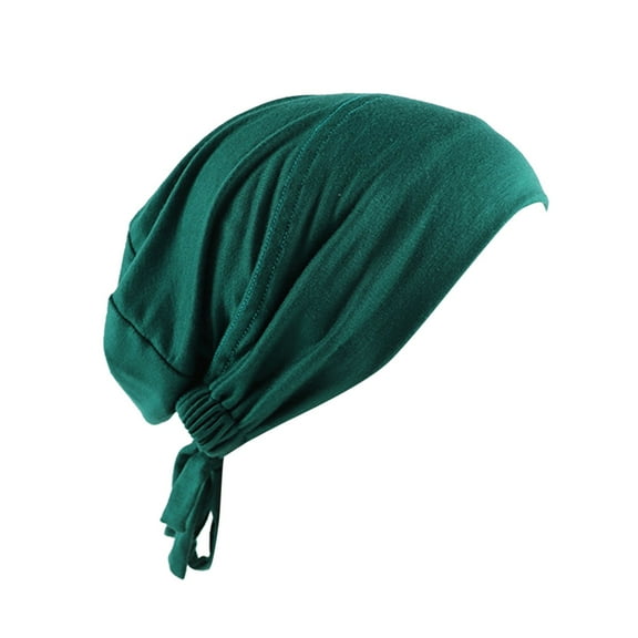 Fimkaul Head Wraps for Women Beanie Hat Muslim Elastic Band Ethnic Hijab Solid Adjustable Small Tube Wrapped Turban Lace Up Mens Winter Caps