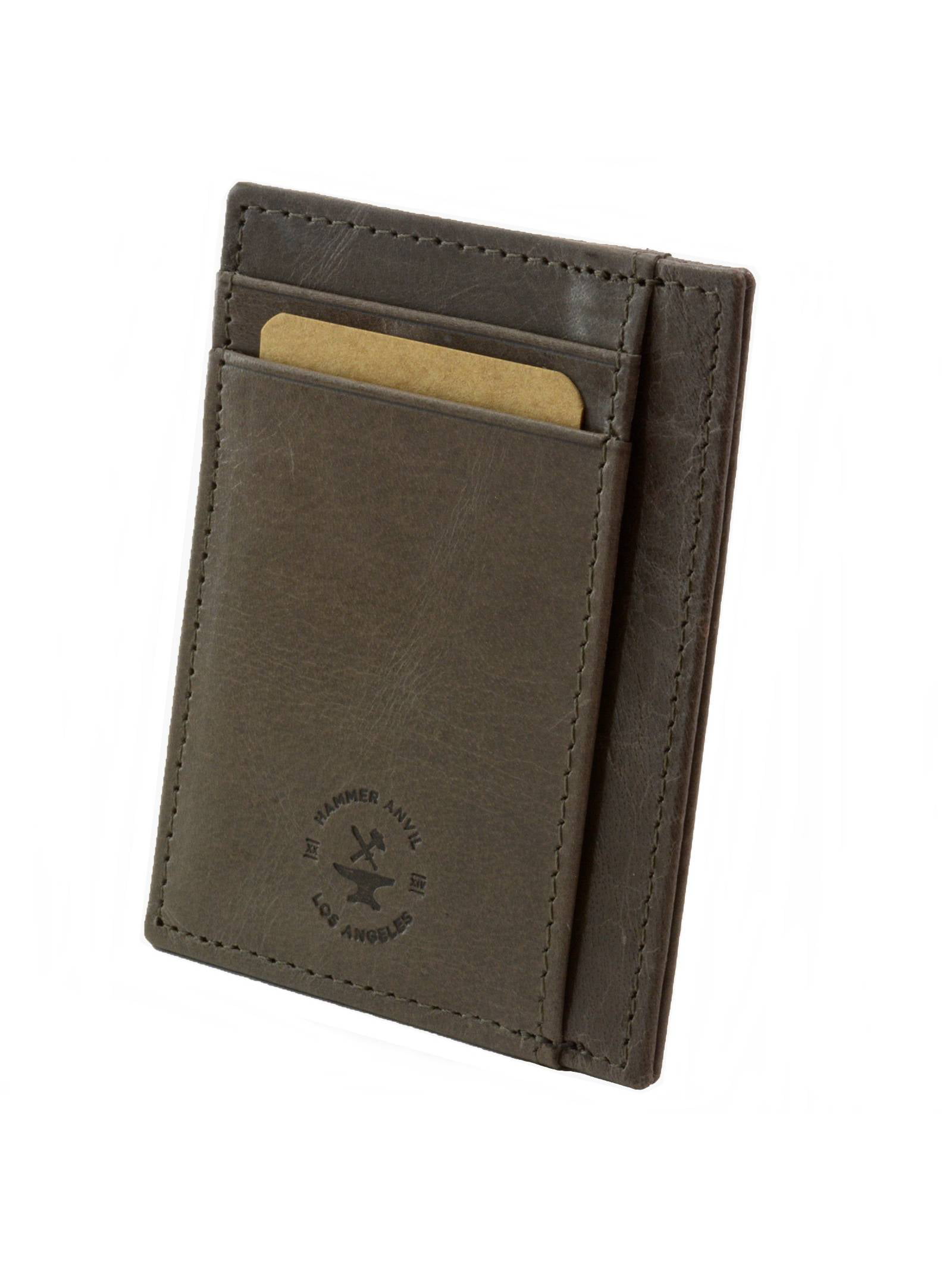 Designer J Wilson Mens Real Leather Thin Wallet Money Clip Card Holder Slim