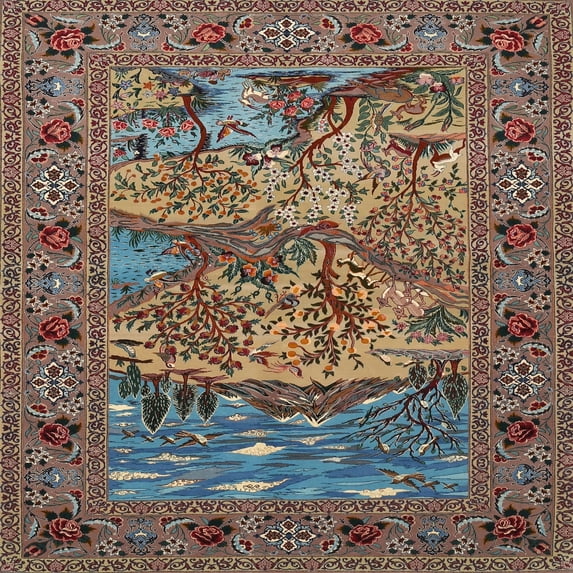 Ahgly Company Indoor Square Traditional Brown Animal Area Rugs, 7' Square