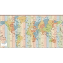 Palmetto Posters 22x41 Laminated Poster: Large detailed time zones map of the world