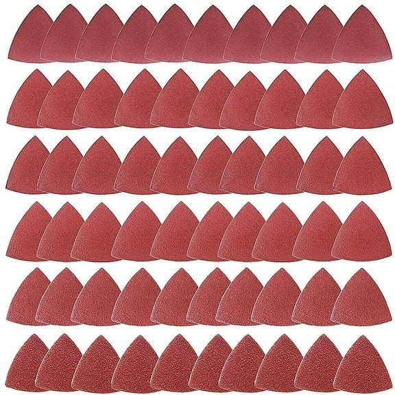 SATC 60Pcs Triangle Sanding Pads for Oscillating Multi-Tool Hook Loop Sandpaper Discs