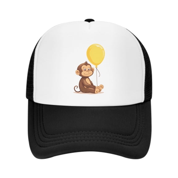 Cute Monkey Unisex Trucker Hats for Men Women Adjustable Casual Baseball Caps for Outdoor Activities Dad Cap