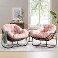 thumbnail image 4 of Indoor Outdoor Rocking Chair, Oversized Papasan Rocking Chair with Padded Cushion, Rocker Egg for Front Porch, Garden, Living Room, Bedroom, Apartment, 4 of 8